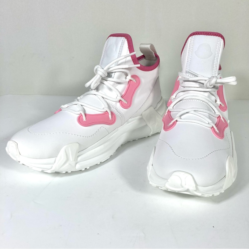 Moncler Lunarove Low Top Sneakers Pull Tab White Pink Size EU 40 US 10 NEW - Picture 11 of 17